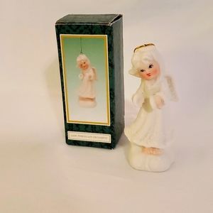 Vintage Jade Porcelain Ornament Christmas Snow Angel 5"